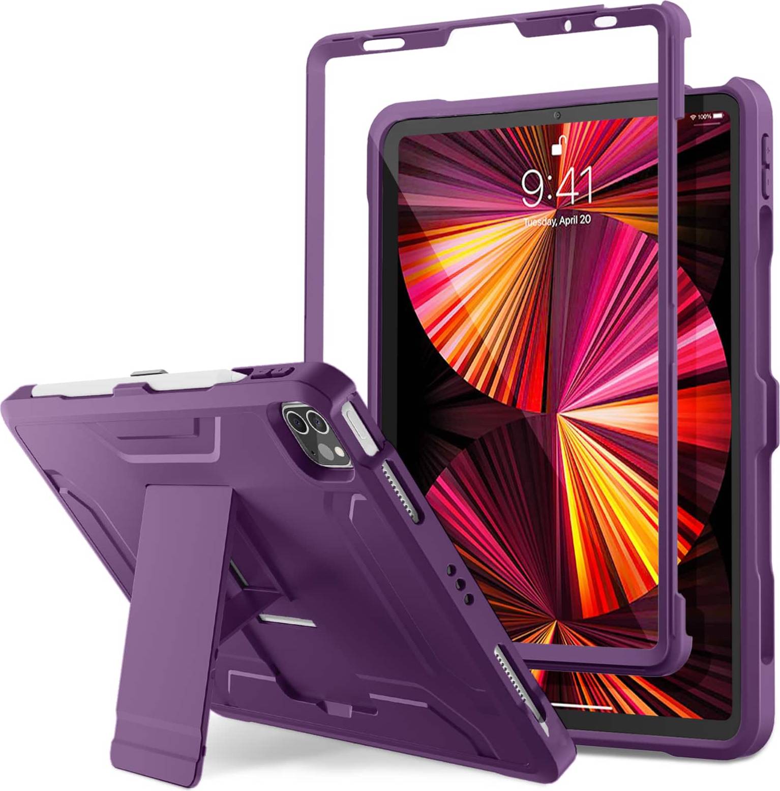 DTTO Rugged Case with Screen Protector for iPad Pro 11 Purple