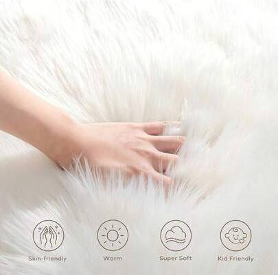 Soft Fluffy Fur Mat Round White Area Rug