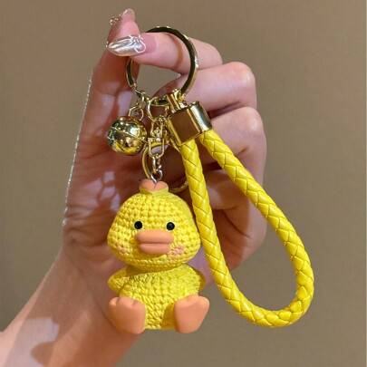 Shein Cartoon Creative Resin Knit Thread Duck Keychain