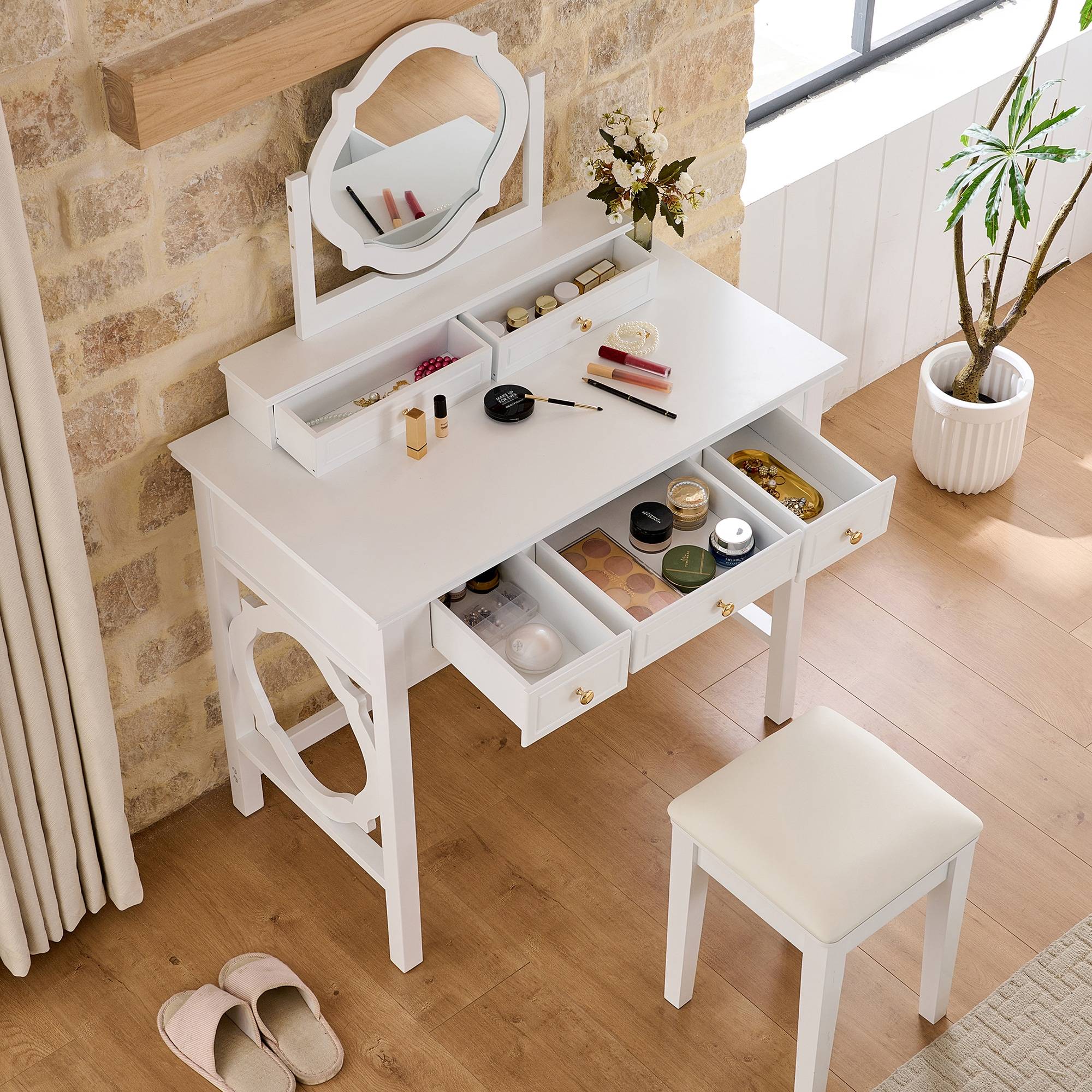 Makeup vanity set ModernLuxe Compact Makeup Vanity Set Dressing Table