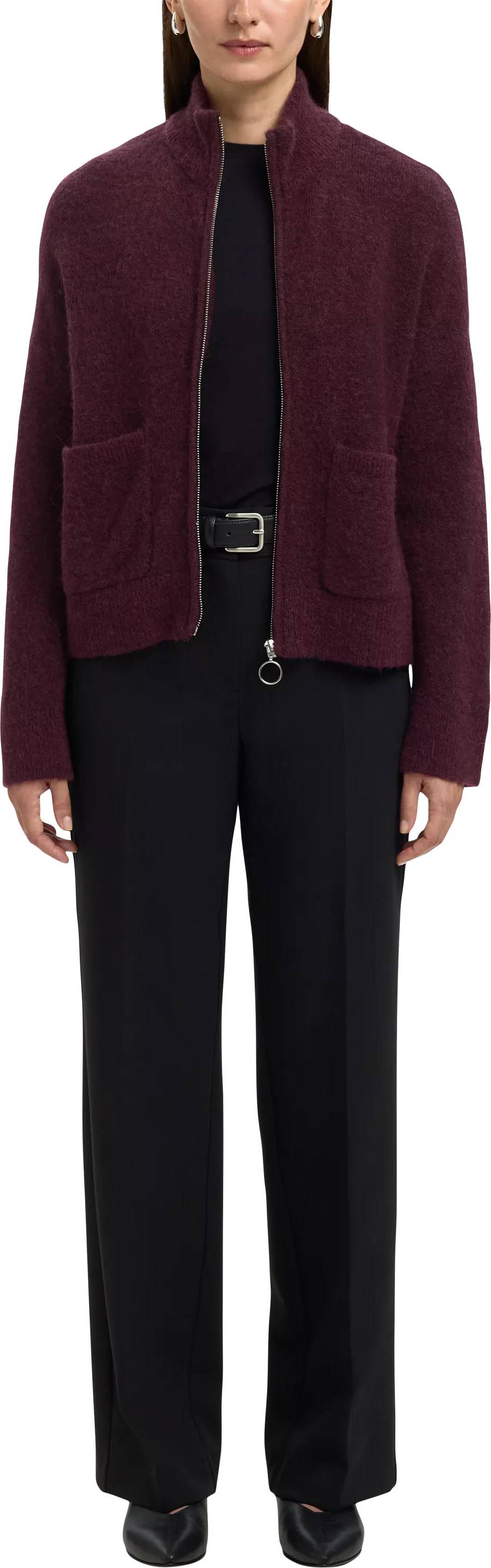 Selected Femme Slfsia RAS LS Knit Zipper - Rød