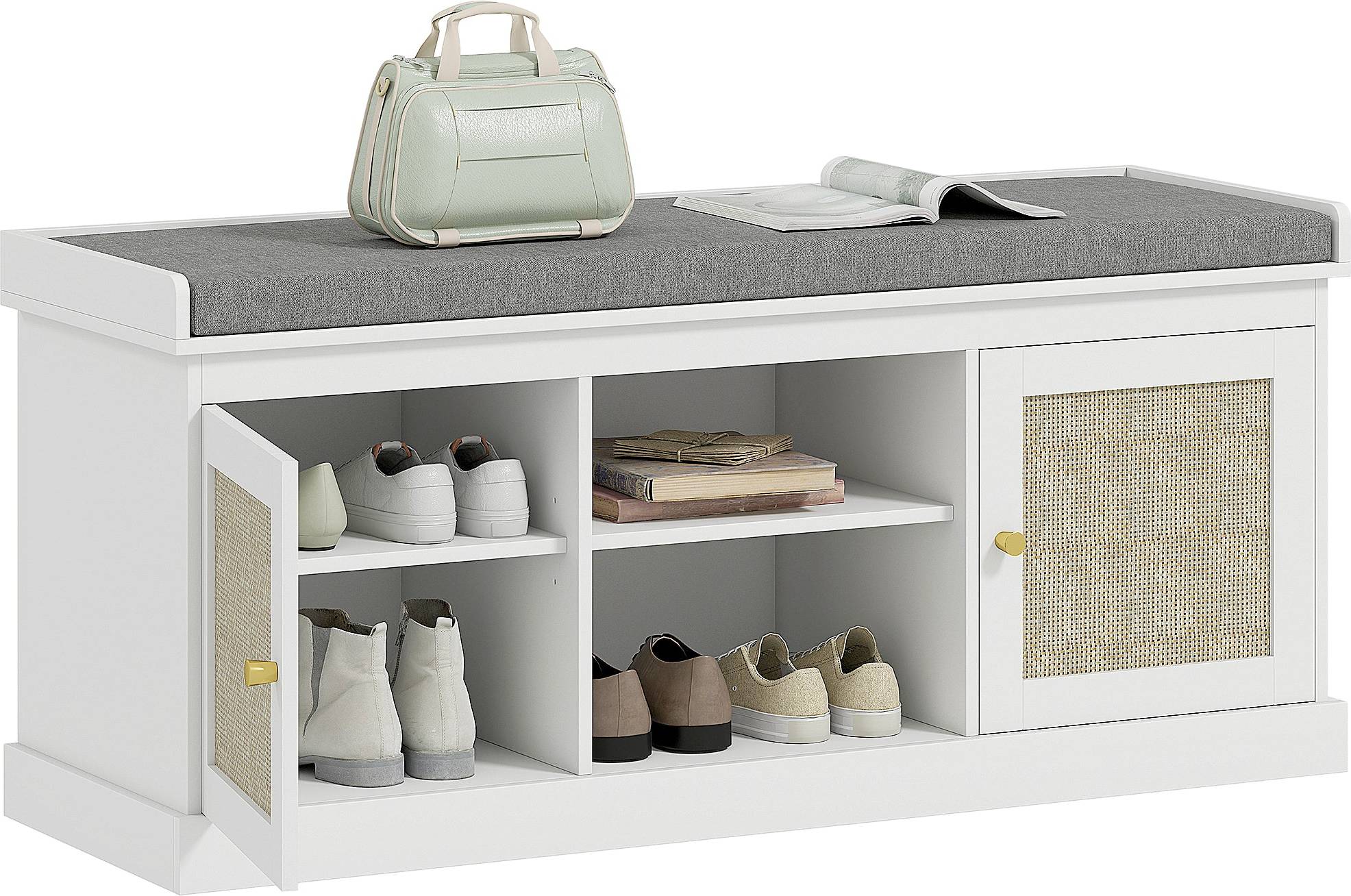 Homcom Boho Shoe Storage Bench with Cushion Storage Bench