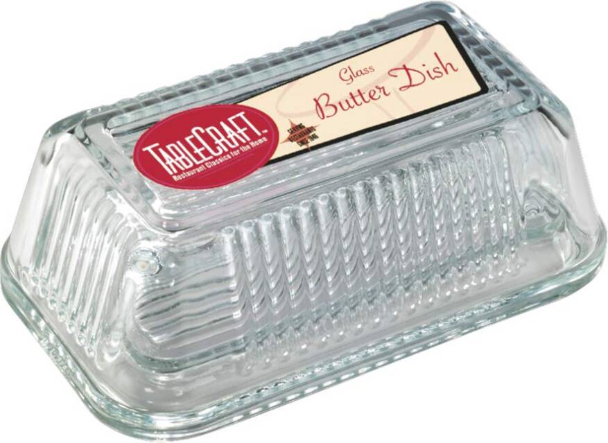 TableCraft Tablecraft Ribbed Glass Butter Dish
