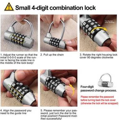 Silver 4 Dial Digit Code Padlock