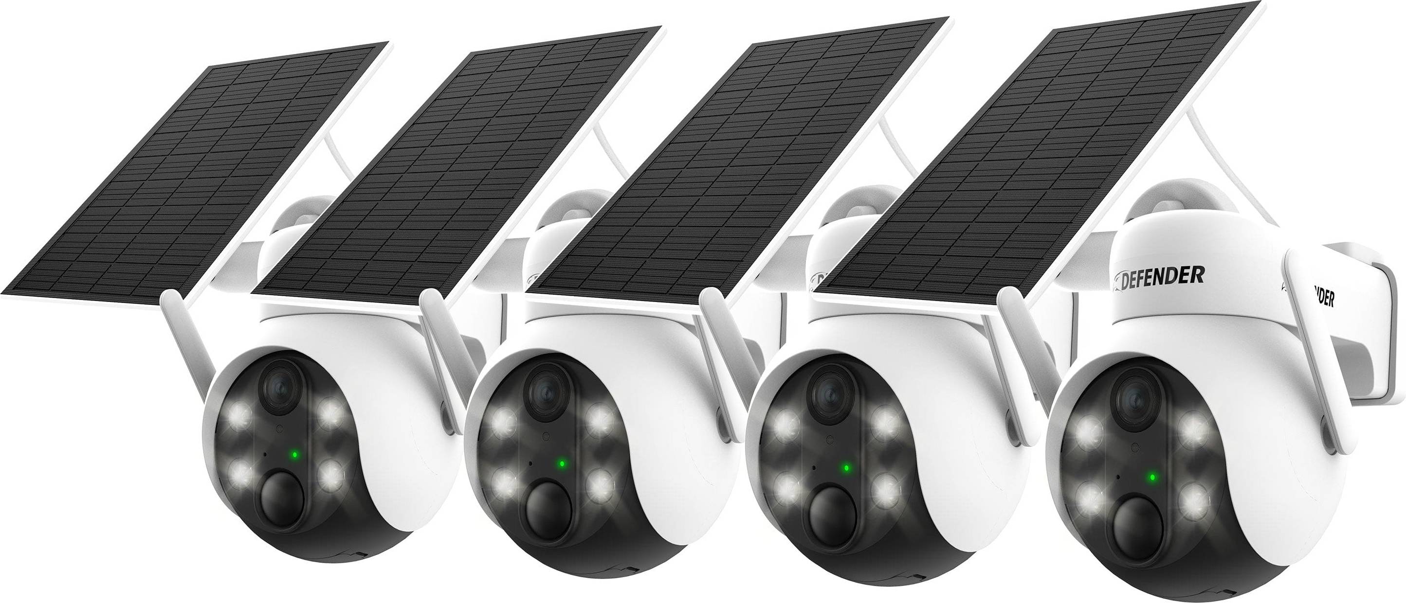 Solar powered security cameras Defender Solar Powered 4K AI Everwatch Camera 4 Pack