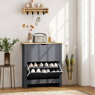 Homcom Shoe Rack 4 Shelves 2 Drawers Shoe Rack