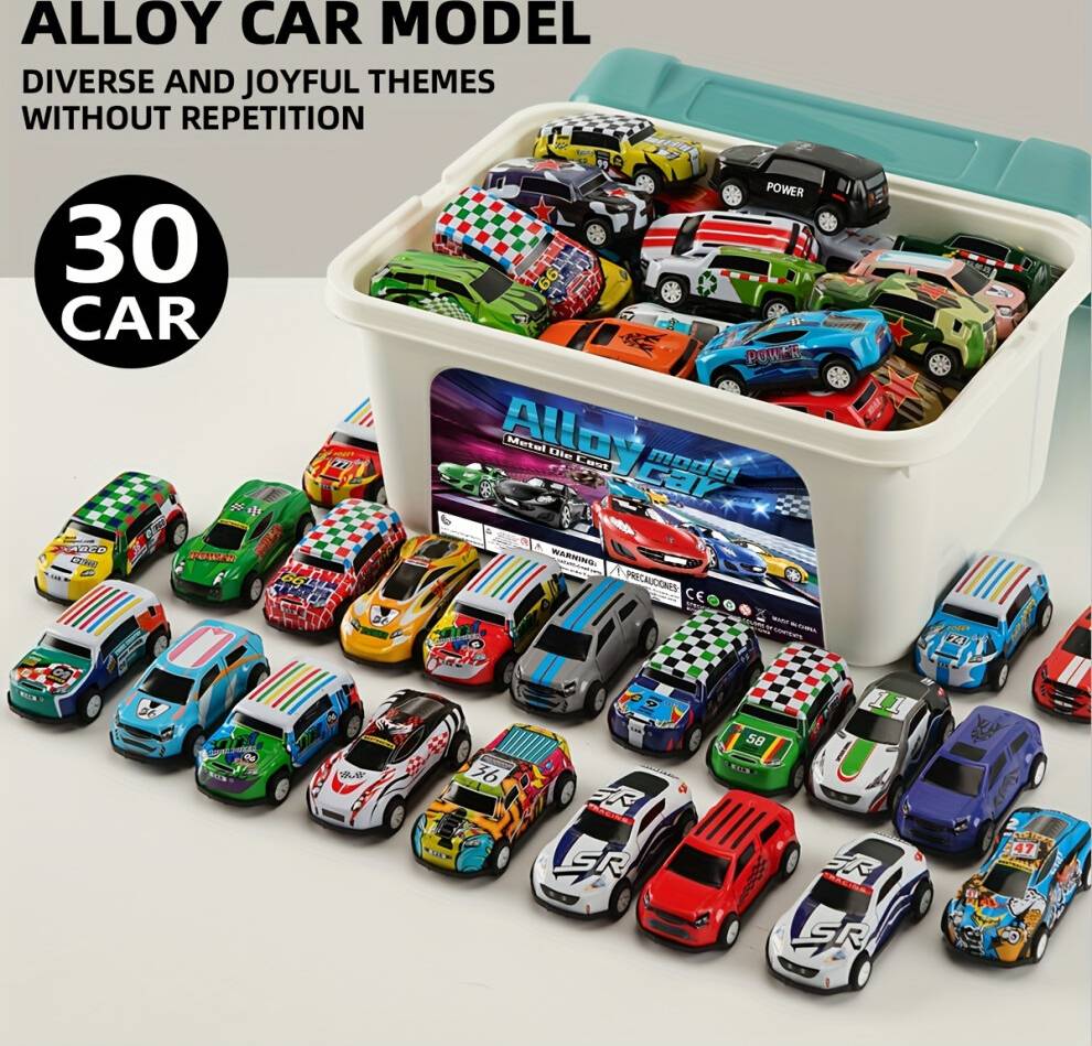 Metal Toy Car Set With Storage Box 30PCS