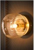 ValueLights Calpe Small Ribbed Glass Flush Ceiling Wall light