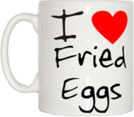 TeeTreeDesigns I Love Heart Fried Eggs Mug