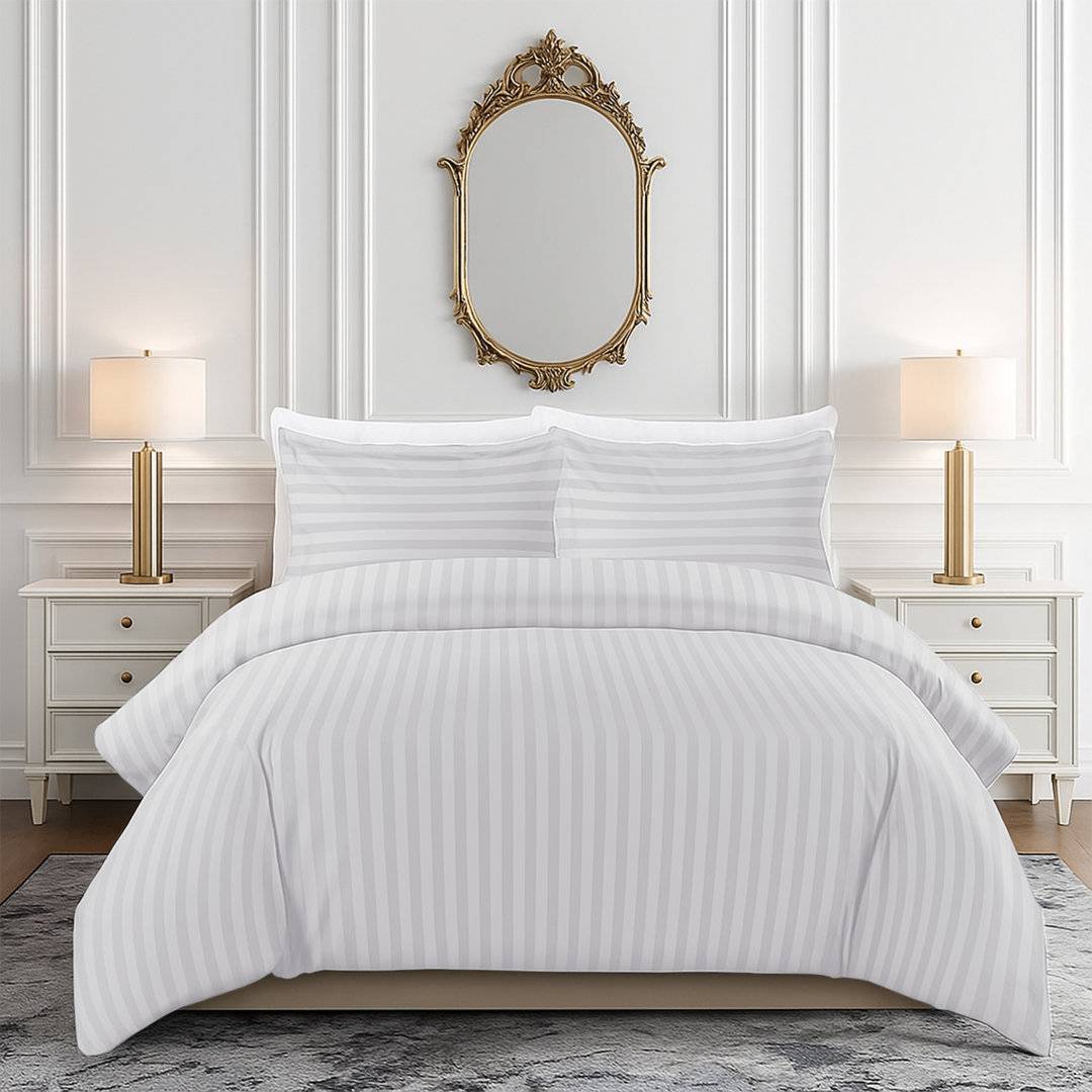 Haffa Microfiber Striped Set With Matching Pillowcases