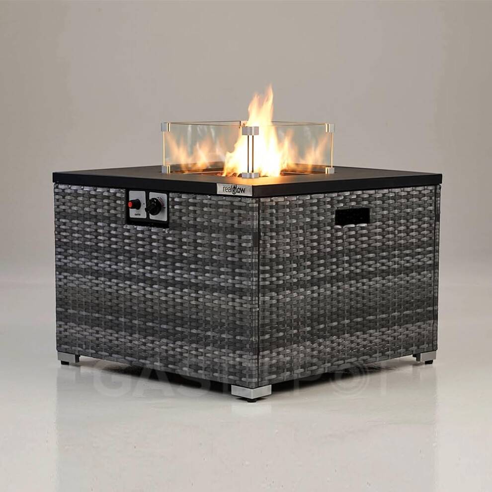 Garden firepit table Warmpact Rattan Table Gas Fire Pit 13KW