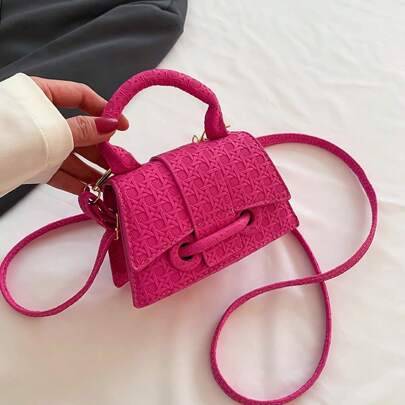 Shein Drawstring Statement Lock Chic Small Square Bag