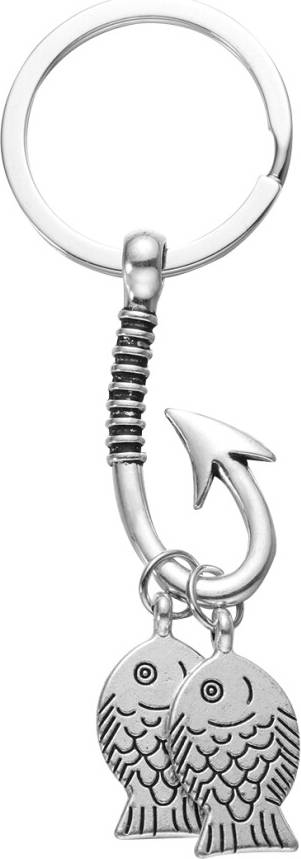 Happyyami Fishing Keychain Silver Fish Shape Key Organizer Set