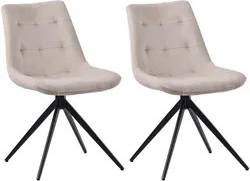 CLP 2er Set Merna Creme Samt Esszimmerstuhl 2Stk.