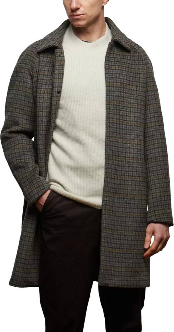 Guards London Coldstream Wool Check Overcoat - Grey Microcheck