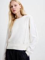 French Connection Krista Mix Ruffle Slv Jumper - Kräm