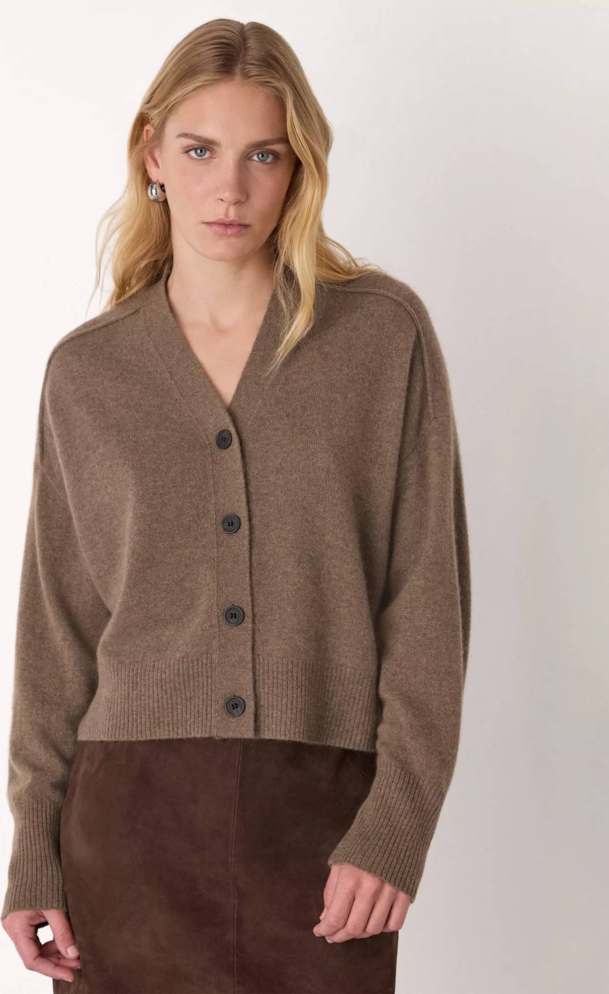 Button Through Cashmere Cardigan - Neutral