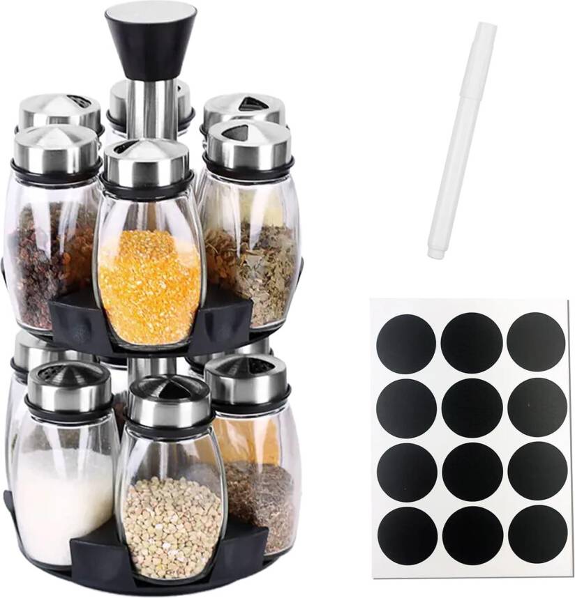 Dyue 2-Tier Revolving Spice Rack Organizer 12Pcs