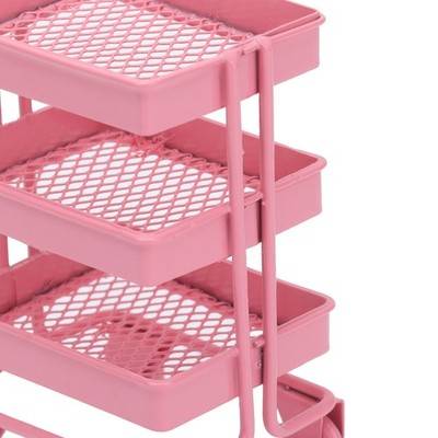Mini Pink Dollhouse Toy 3 Level Storage Rack