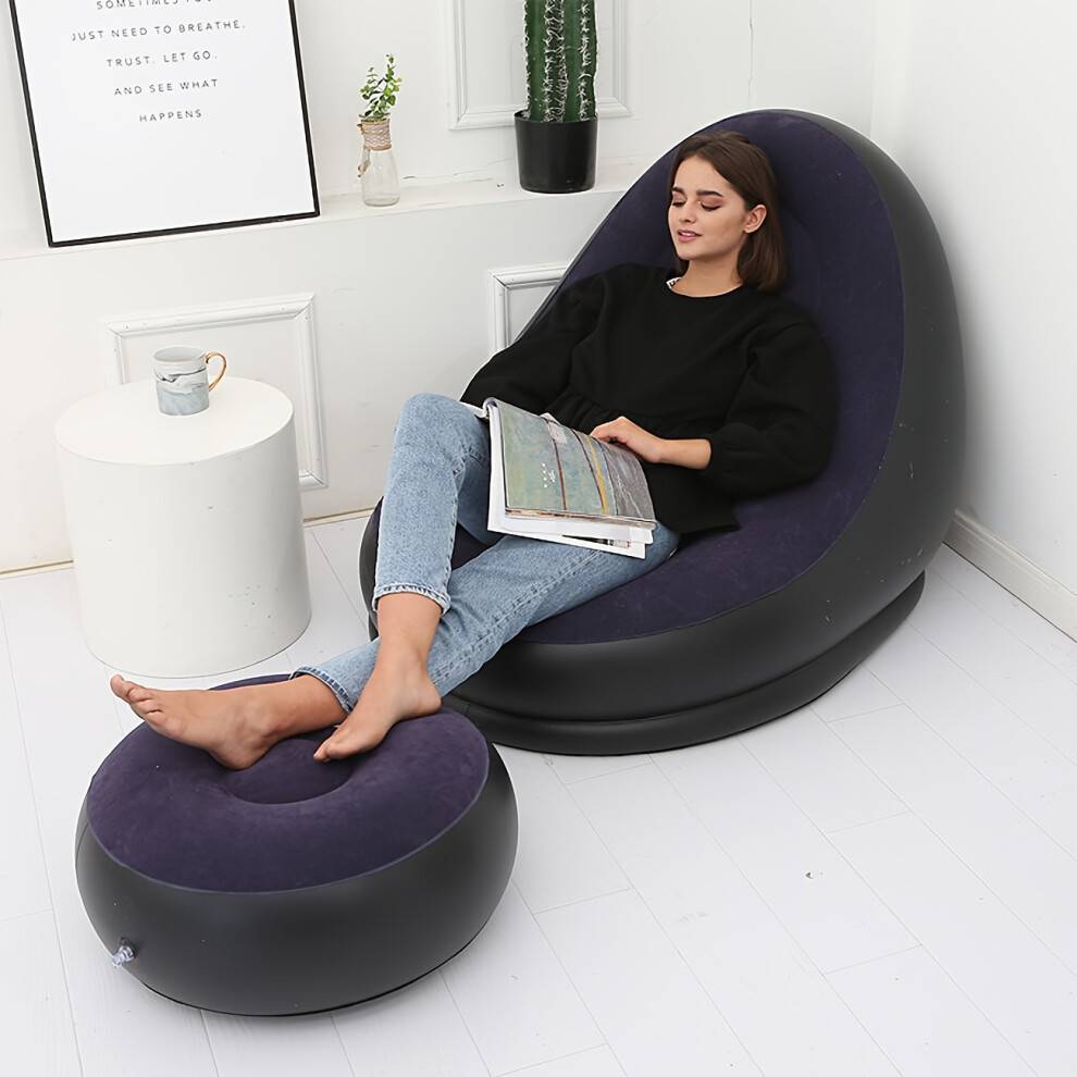 Inflatable sofa BGHONE Comfy Foldable Inflatable Navy Blue