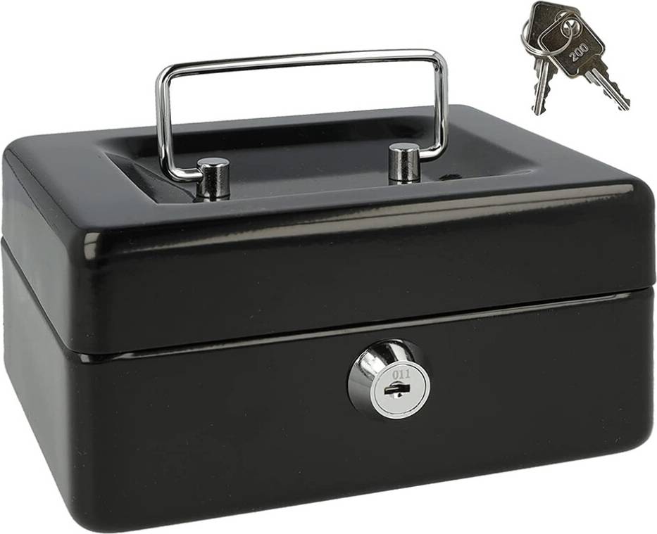 Typecat Locking Metal Cash Box Removable Coin Tray