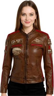 Infinity Leather Biker Racing Badges Jacket - Dalby