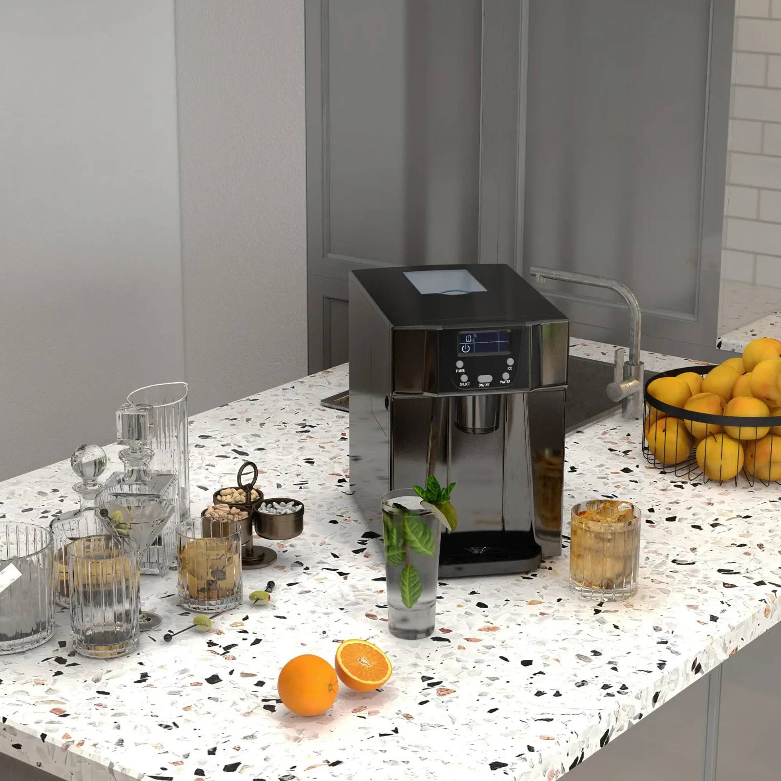 Homcom Ice Maker Machine And Water Dispenser