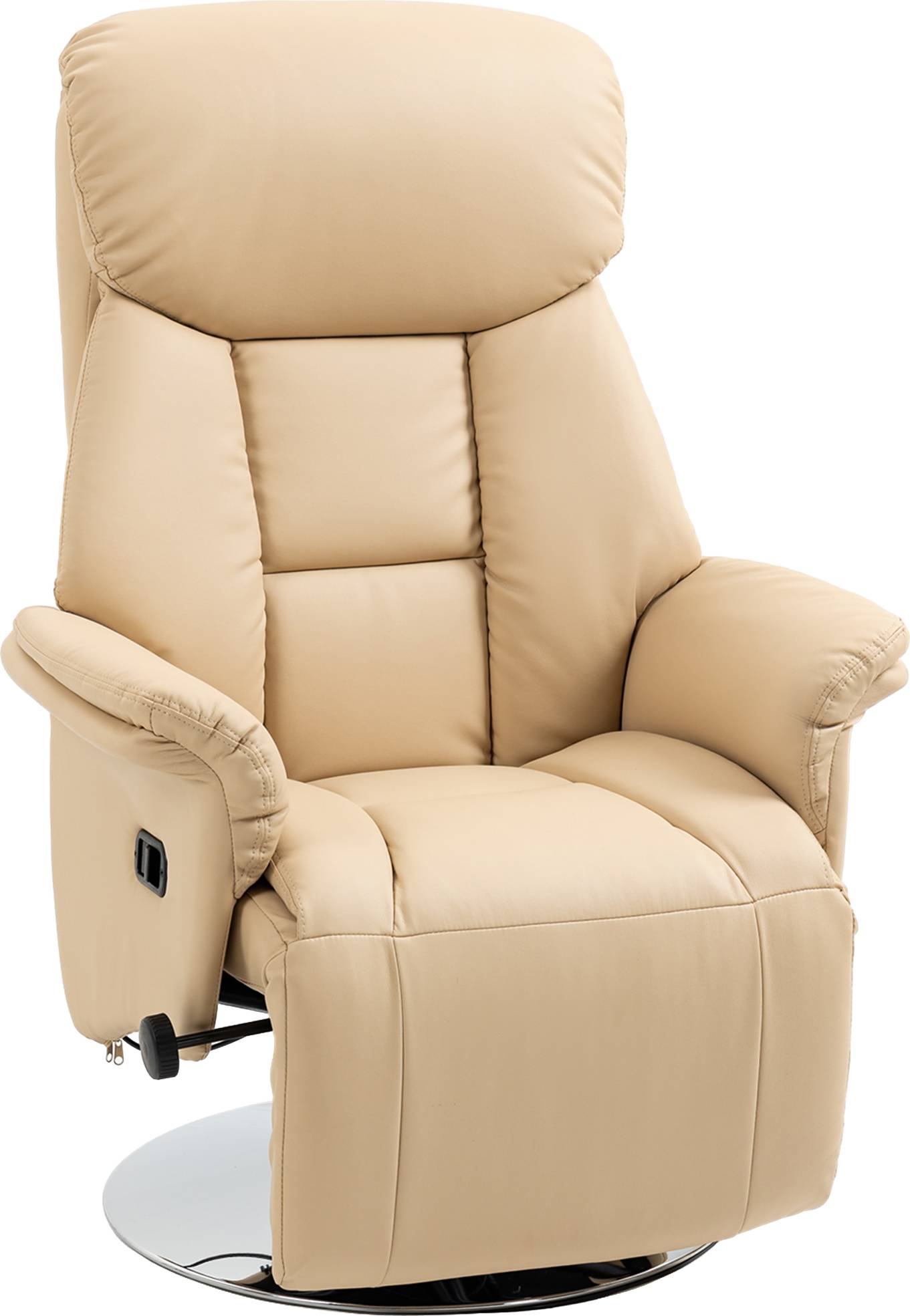Homcom Relax Liggfunktion 360° Rotation Beige Läder Fåtölj