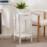 White Side Ribbed Drawer Bedside Table