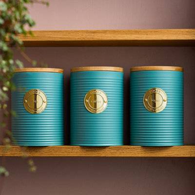 3-Piece Ribbed Tea Coffee Sugar Jar Set