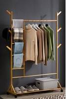 Living and Home Bamboo Garment Rack with Bottom Shelf Clothes Rack