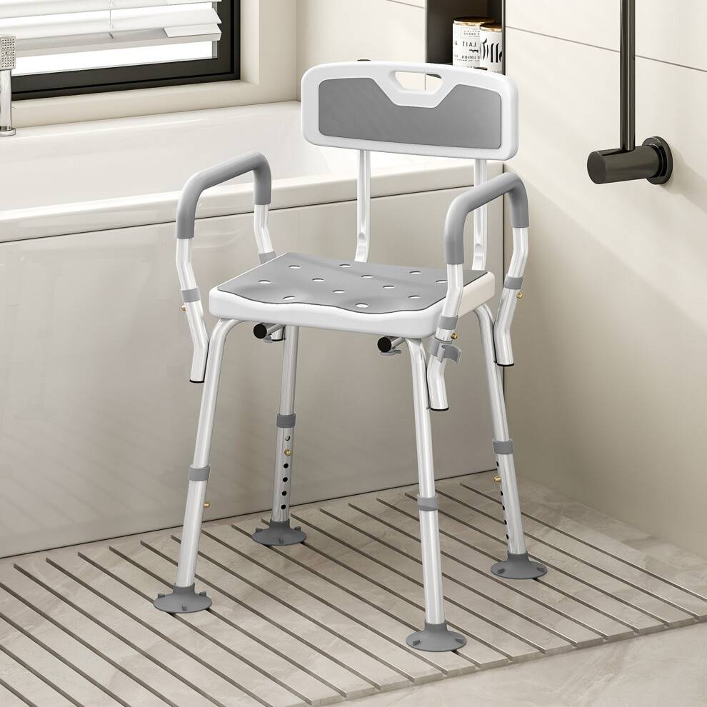 Homcom Padded Shower Stool With Arms And Back