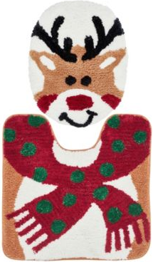 VCNY Home Reindeer Holiday Bath Rug Set 2 Count