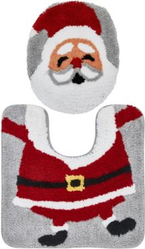 Santa Holiday Bath Rug Set 2 Count