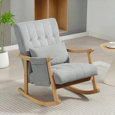Homcom Modern High Back Light Grey Rocking Chair