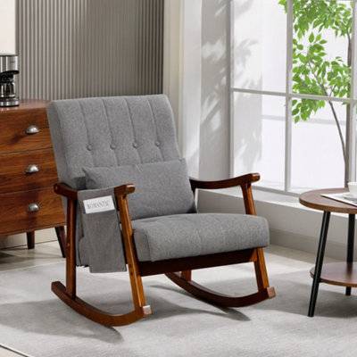 Homcom Modern High Back Grey Rocking Chair