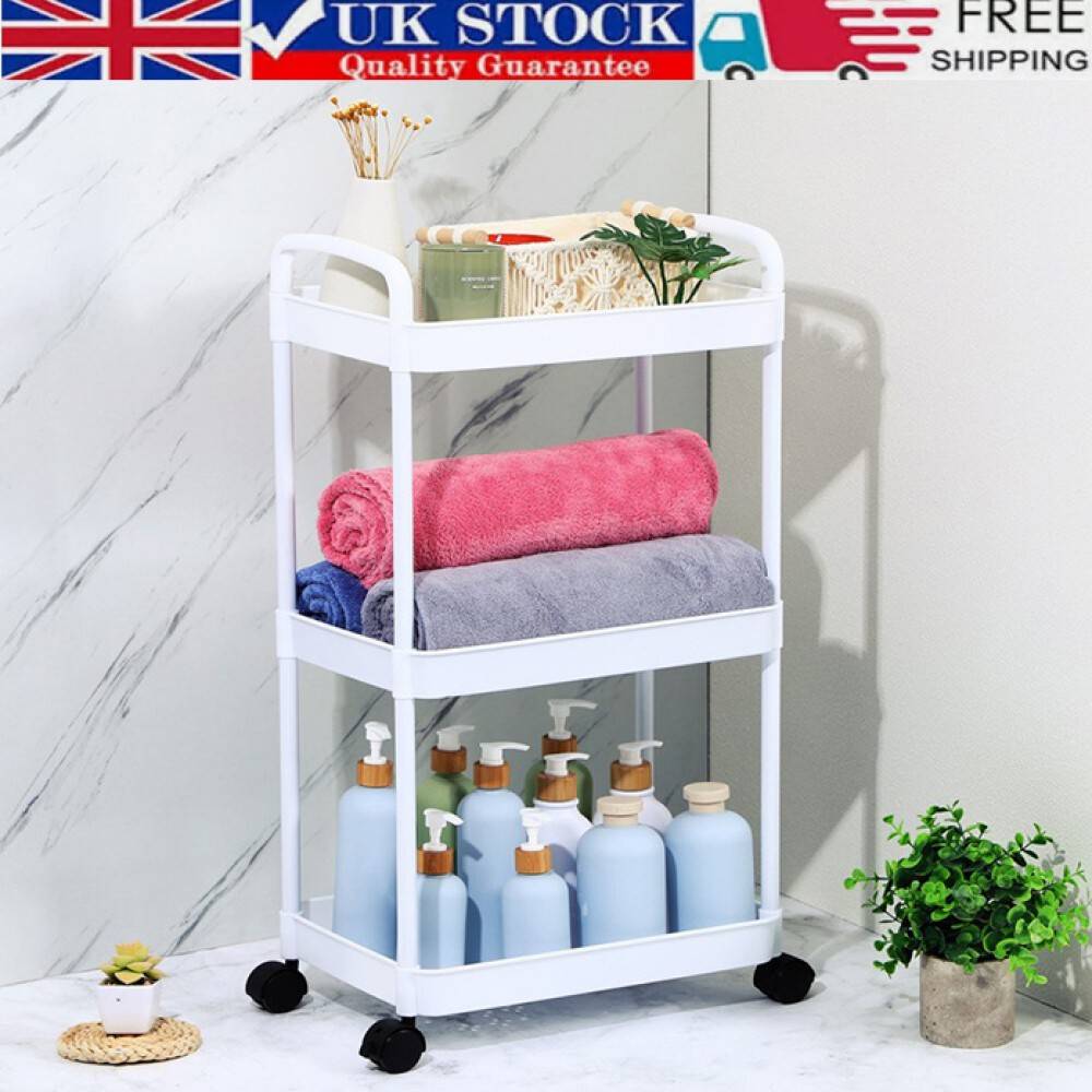 White kitchen cart trolley ABOOFAN 3 Tier Kitchen Cart Food Storage Rack Trolley Table