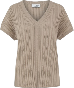 Pointelle Rib Top - Beige