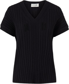Pointelle Rib Top - Sort