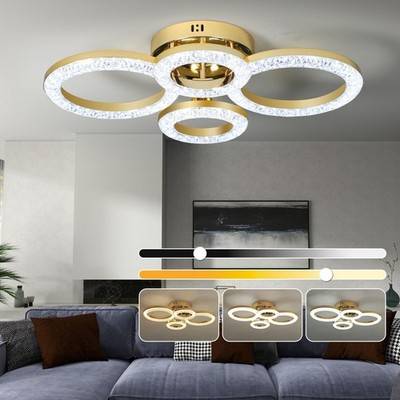 Homcom Modern 4-Ring Mount Gold Ceiling Flush Light