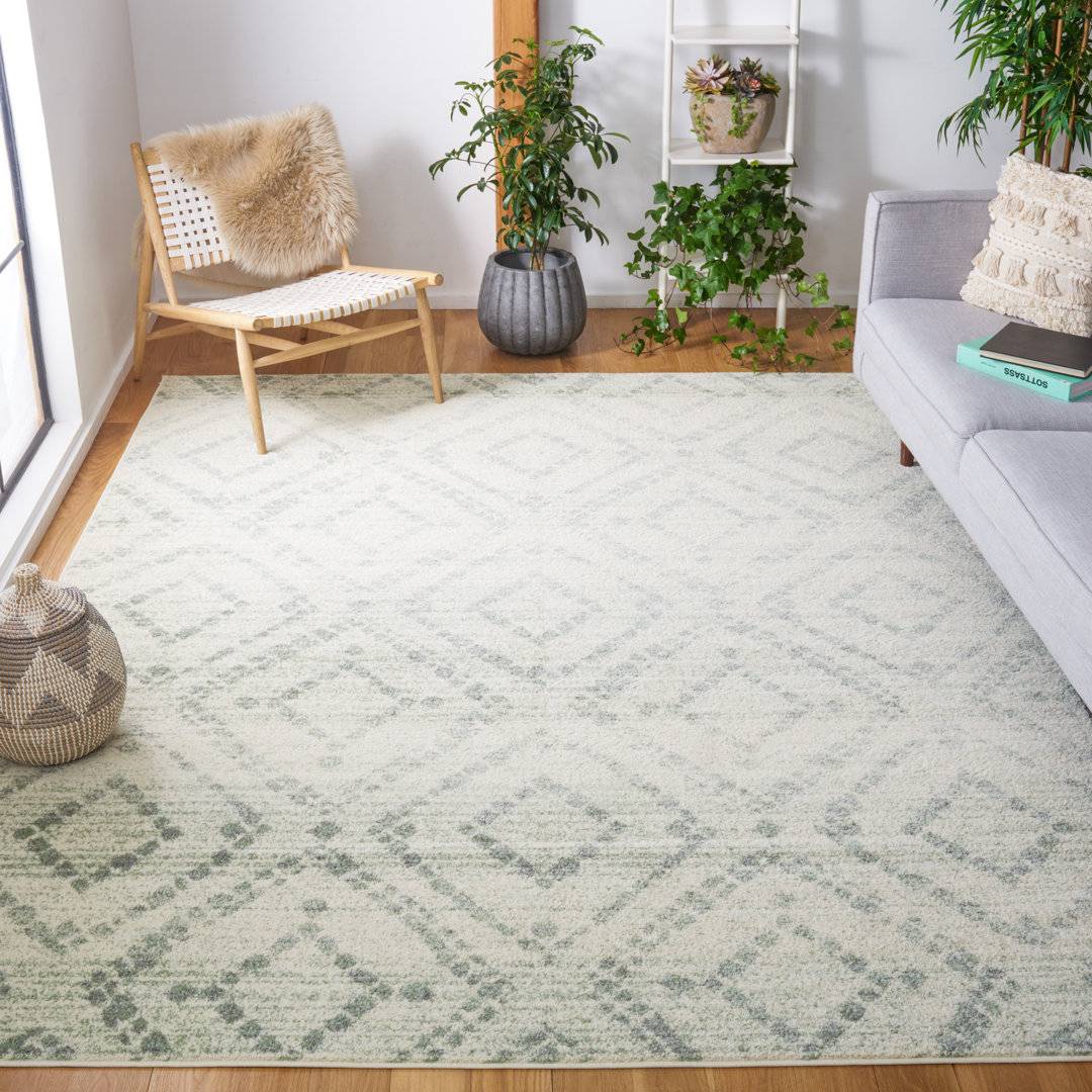 Brayden Studio Adirondack Area Rug Ivory Rectangle Green