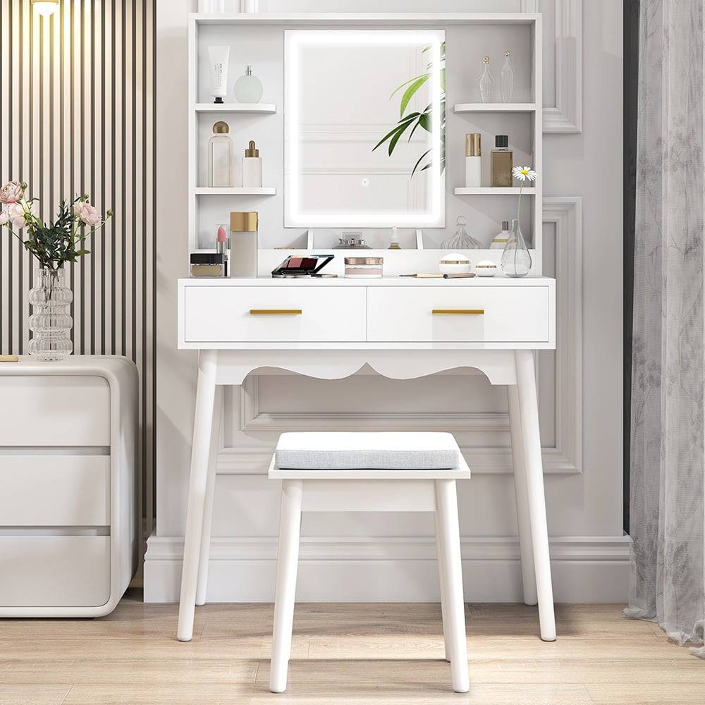 Homcom Led Lighted Mirror Dressing Table