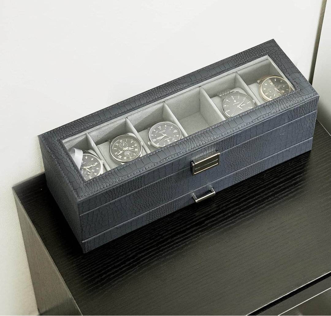 Ebern Designs 6 Slot Watch Display Case With Drawer