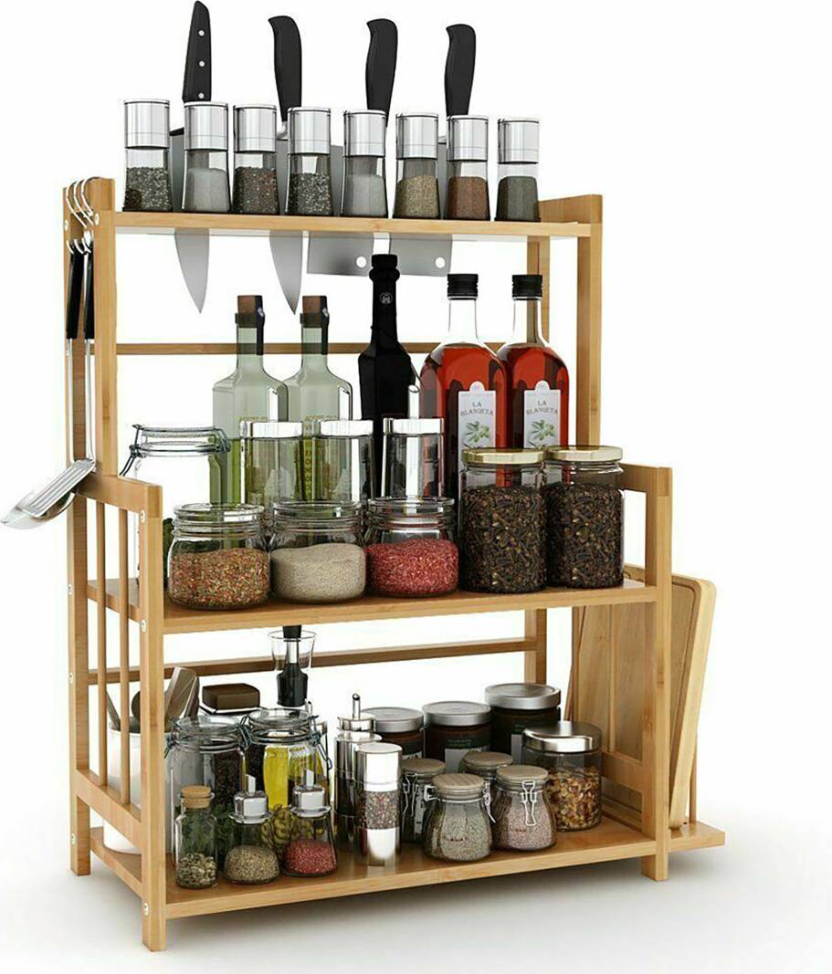 Belfry Kitchen 3-Tier Standing Spice Rack Bamboo