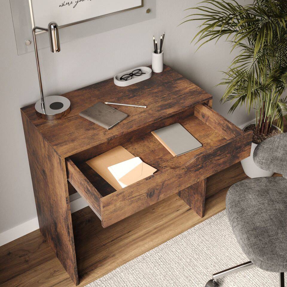 Zipcode Design Wilma 75cm Rectangular Rustic Brown Writing Desk