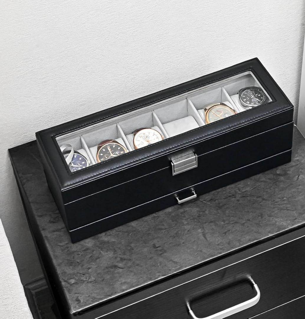Ebern Designs 6 Slot Watch Display Case With Drawer