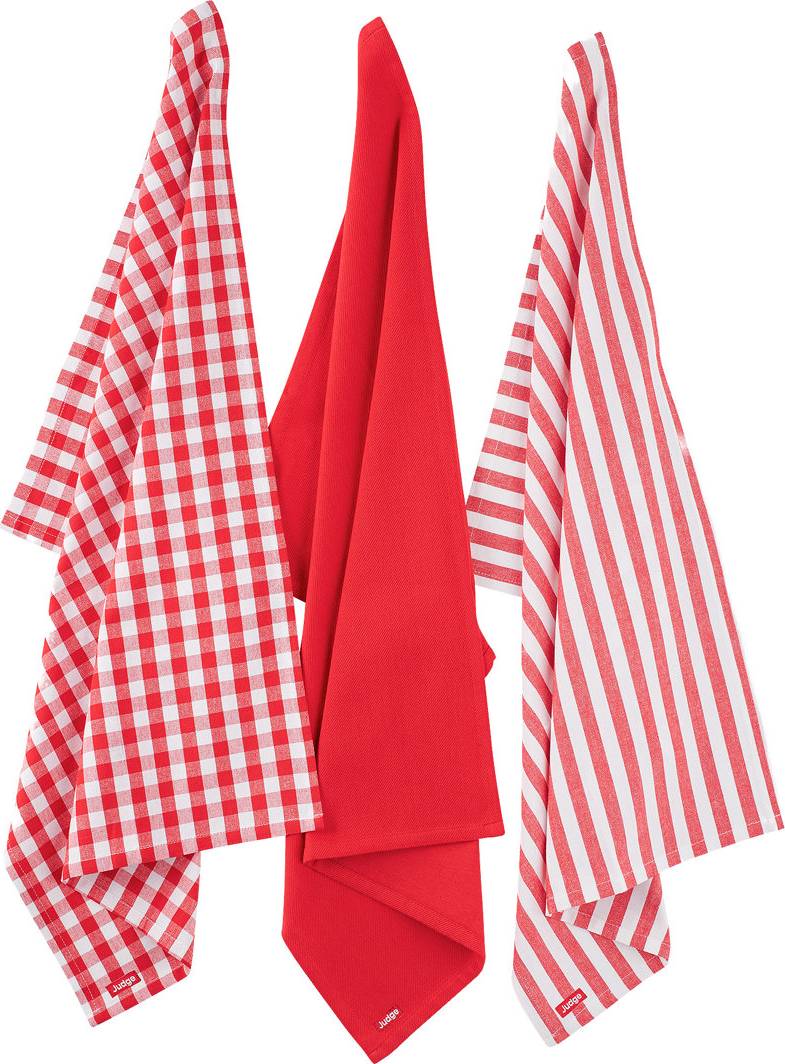 Judge Textiles Tea 3 Pack Kitchen Towel Red