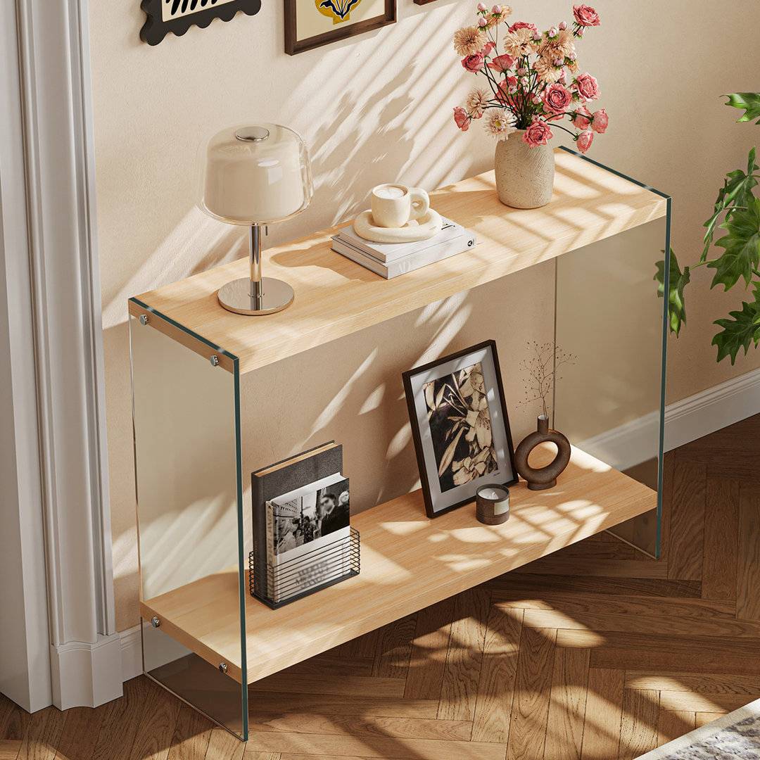 Metro Lane Rectangular Tempered Glass Console Table