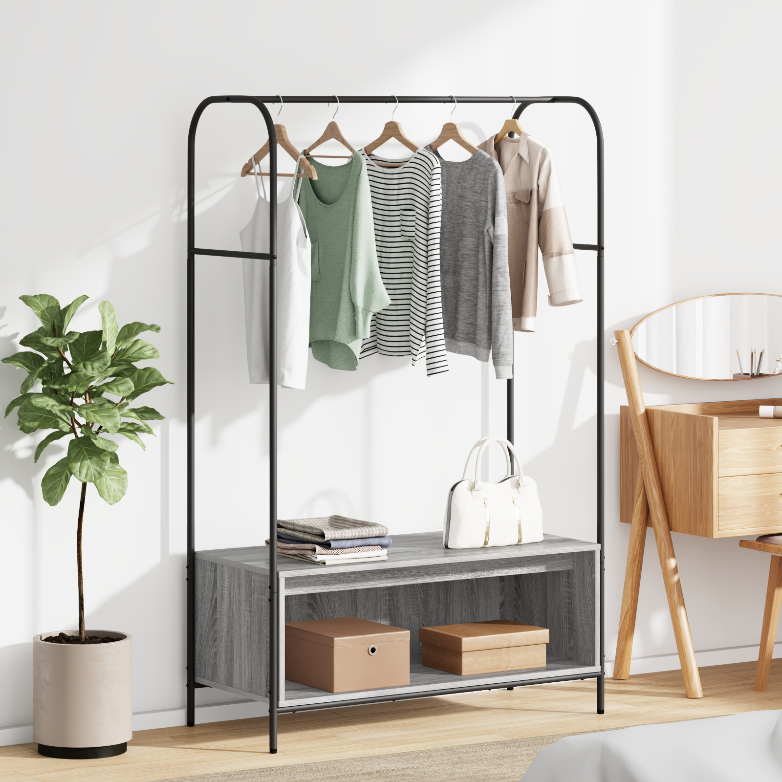 vidaXL Grey Engineered Wood Clothes Rack