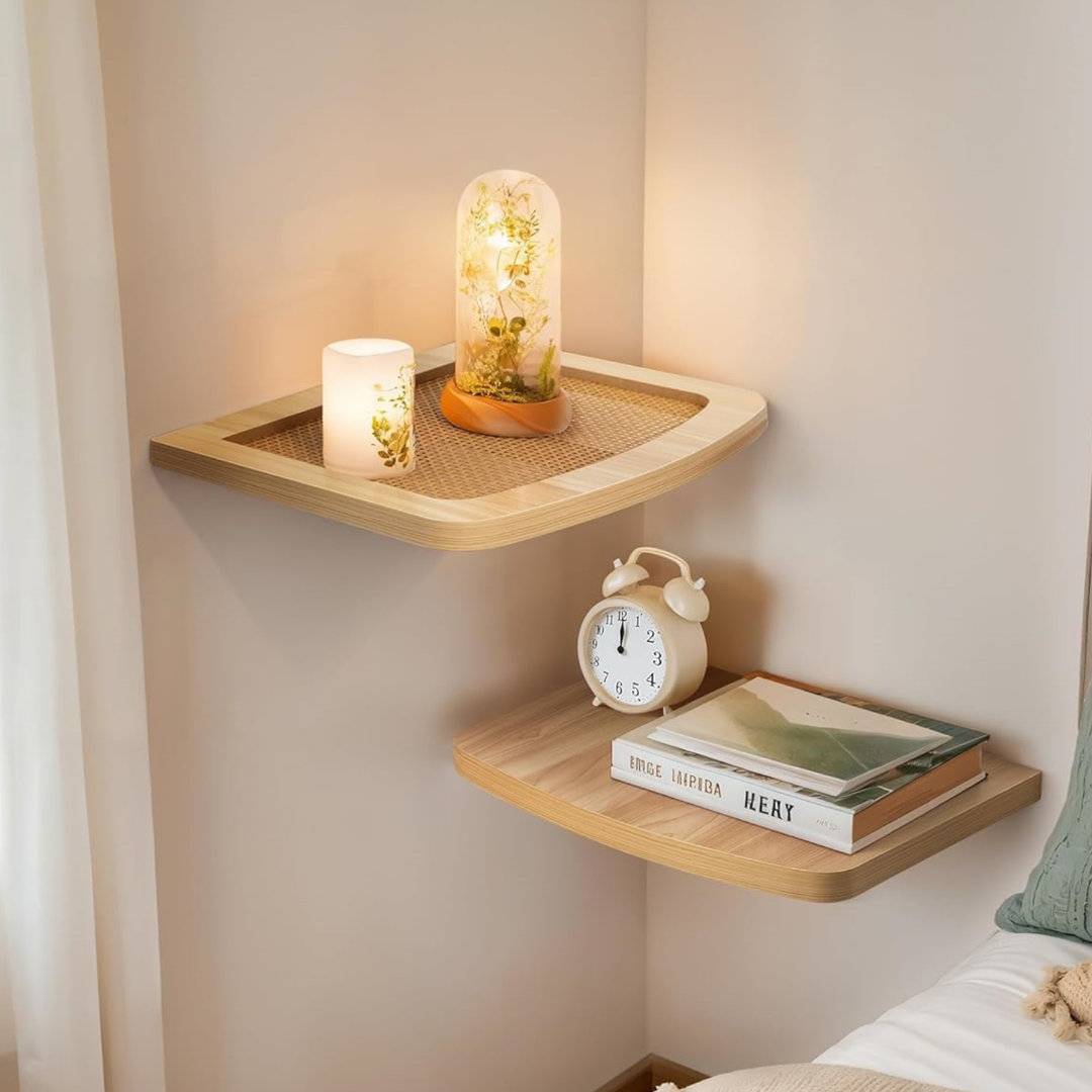 17 Stories Floating Small Rattan Organiser Bedside Table